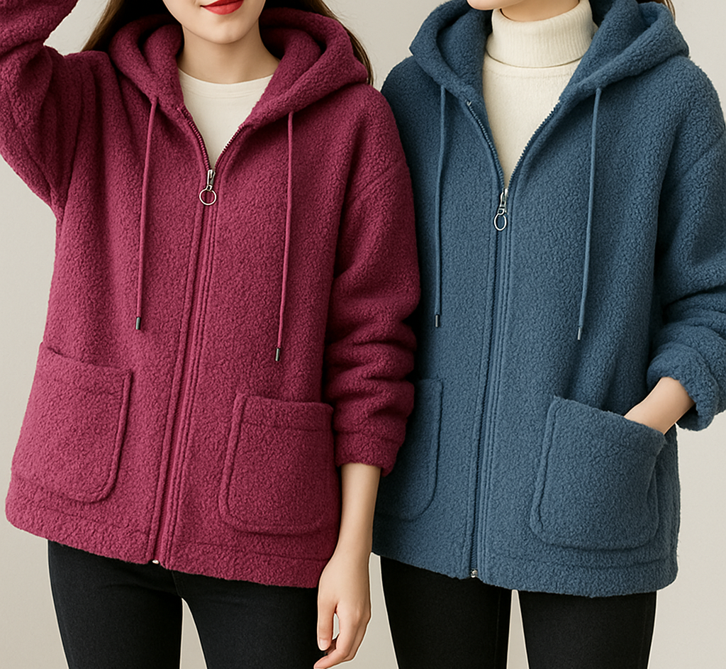 Veste Teddy Femme à Capuche Zippée